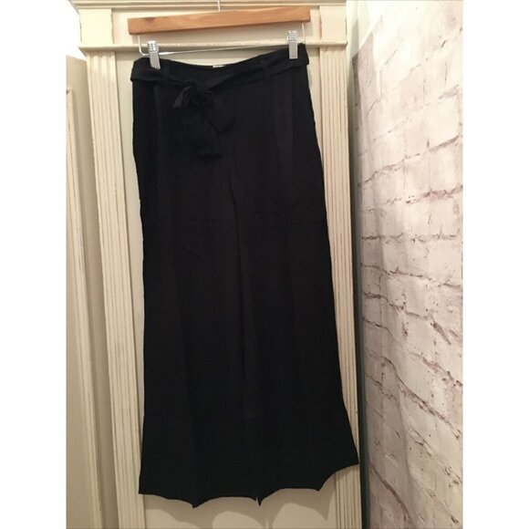 L* SPACE Womens The Smith Pant Black Wide Leg Crop w/ Sash Belt Size XS NEW - Picture 2 of 9